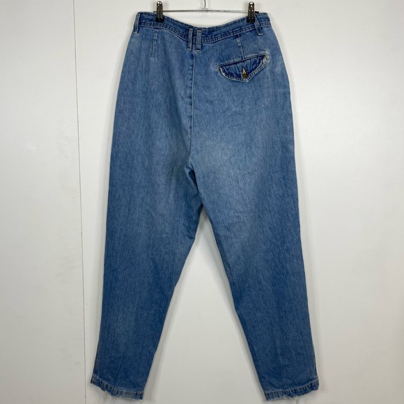 Vintage Liz Claiborne Baggy Wide Leg Size 14 High Rise Jeans Blue Denim Pants - Picture 2 of 5